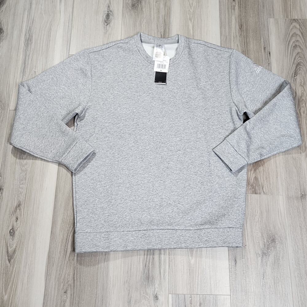 Adidas Sweatshirt Men's Medium Gray Fleece Crew Neck Long Sleeve New